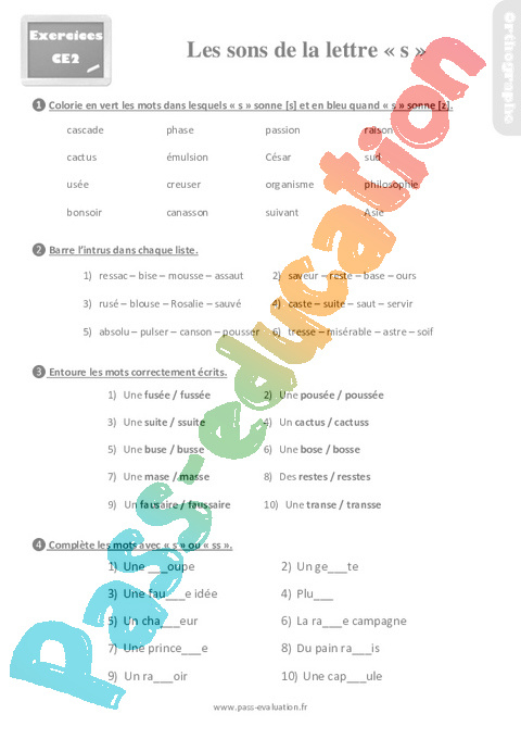 Evaluation Et Bilan Pour Le Ce2 Sur Les Valeurs Sonores De concernant Mots Flã©Chã©S Hannequart