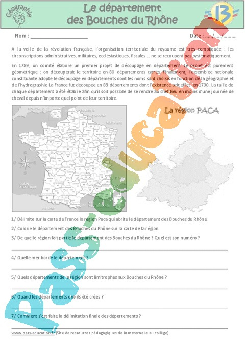 Exercice Le Département : Cm1 - Cycle 3 tout Decoupage Administratif Dugabon 