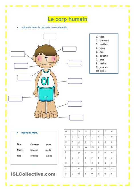 Exercices Parties Du Corps Anglais, Exercice D&amp;#039;Anglais destiné Les Parties Du Visage Maternelle Coloriage 