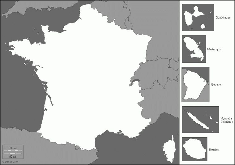 France : Carte Muette, Fond De Carte, Littoraux concernant Les Outre-Mer Carte