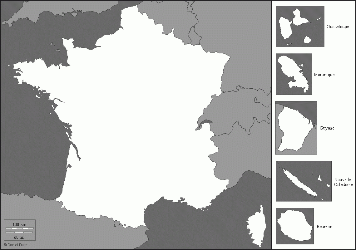 France : Carte Muette, Fond De Carte, Littoraux concernant Les Outre-Mer Carte 