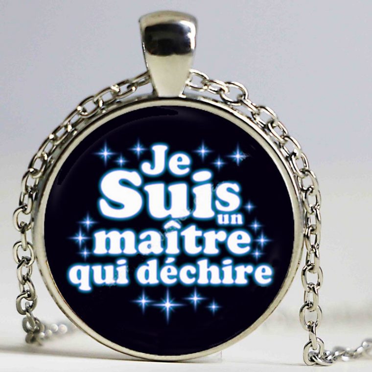 Glass Dome Necklace Quote Necklaces Penadant Black Je Suis dedans Une Maitresse En Or