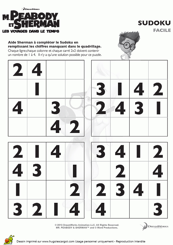Grille De Sudoku Facile De Sherman, À Imprimer Sur tout Sudoku Gratuit A Imprimer 