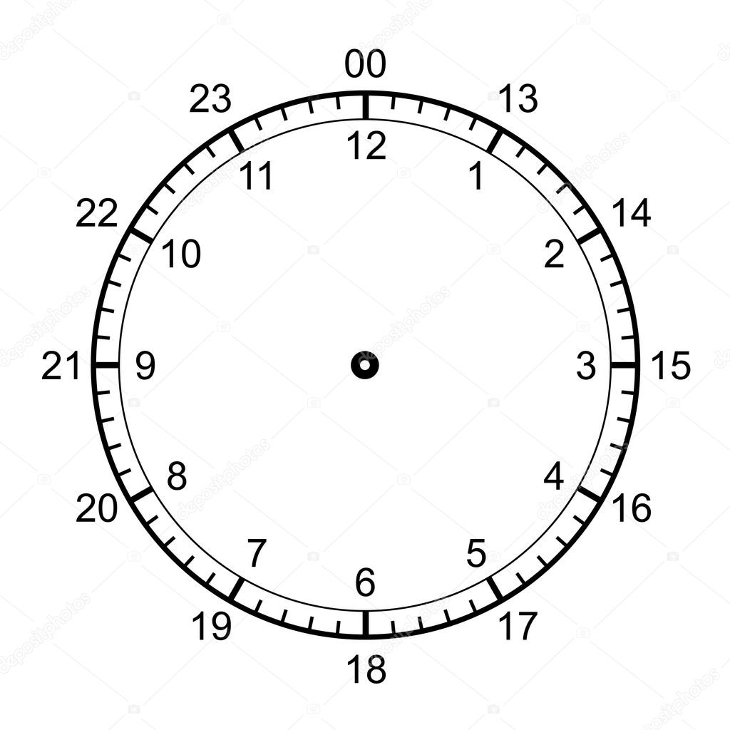 Horloge Vierge Isolé Sur Blanc Vector — Image Vectorielle avec Cadran Horloge Dessin 