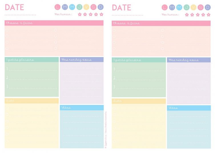 Imprimez : Semainier – Planning De Semaine & Agenda tout Matrice De Decoupe Pour Planner A Imprimer Gratuit