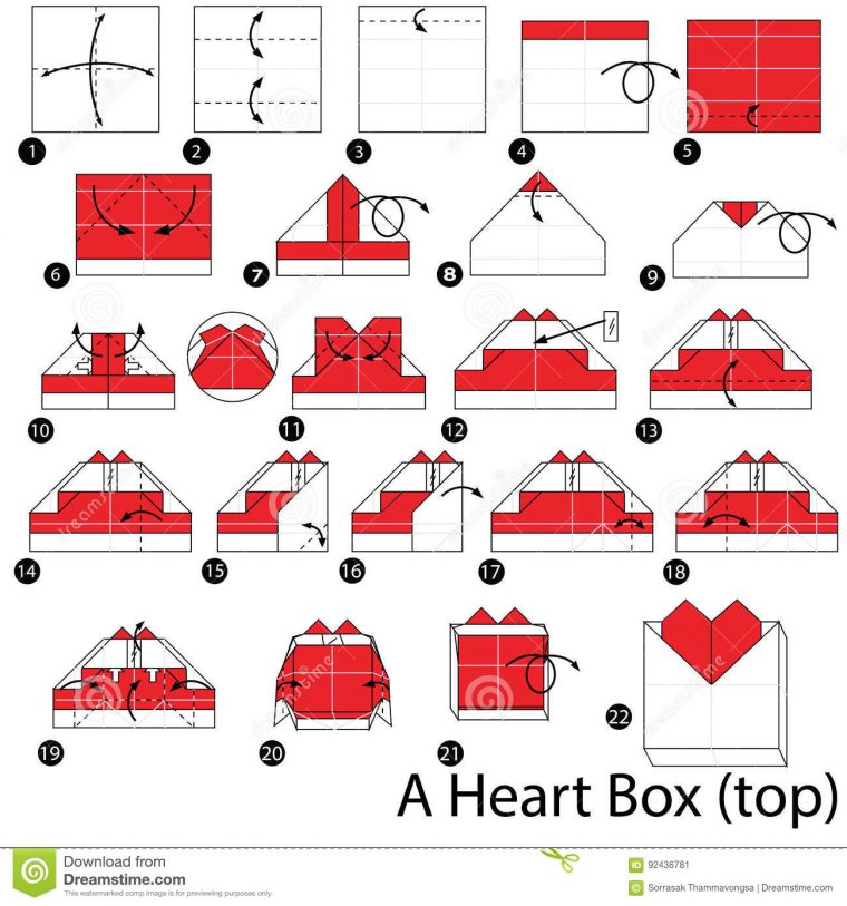 Instructions Étape-Par-Étape Comment Faire À Origami Une concernant Comment Faire Des Boite En Forme  De  Coeur