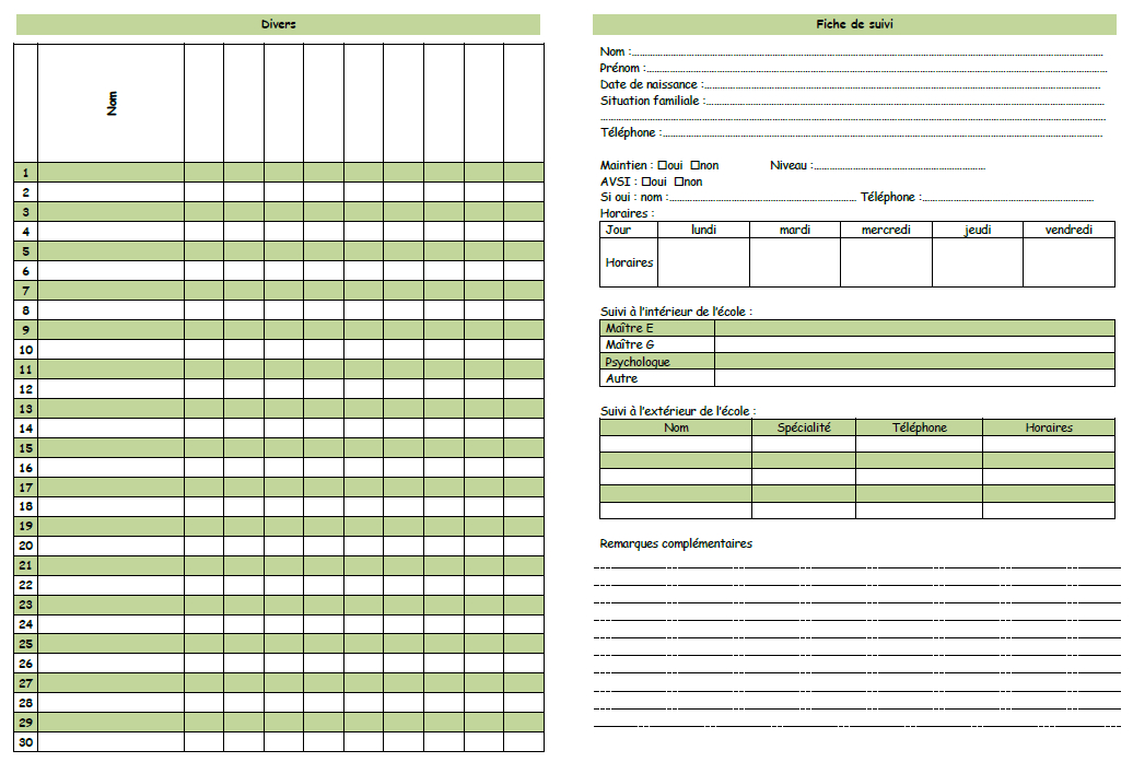 Journal De Bord, Cahier Enseignant, Suivi Des Élèves encequiconcerne Maitresse Ecline Feuille Ã©Criture Vierge 