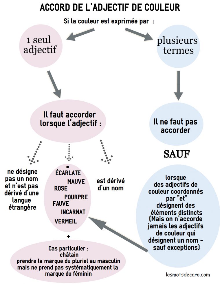 L'Accord De L'Adjectif De Couleur : Règles Et Synthèse À tout Jeu Accord De L' Adjectif