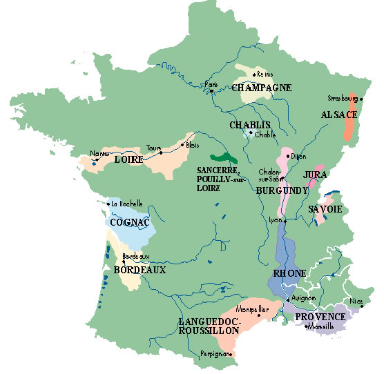 Le Regioni Viticole Di Francia - Il Gusto Del Vino - Winetaste avec Carte De De France Dã©Taillã©E 