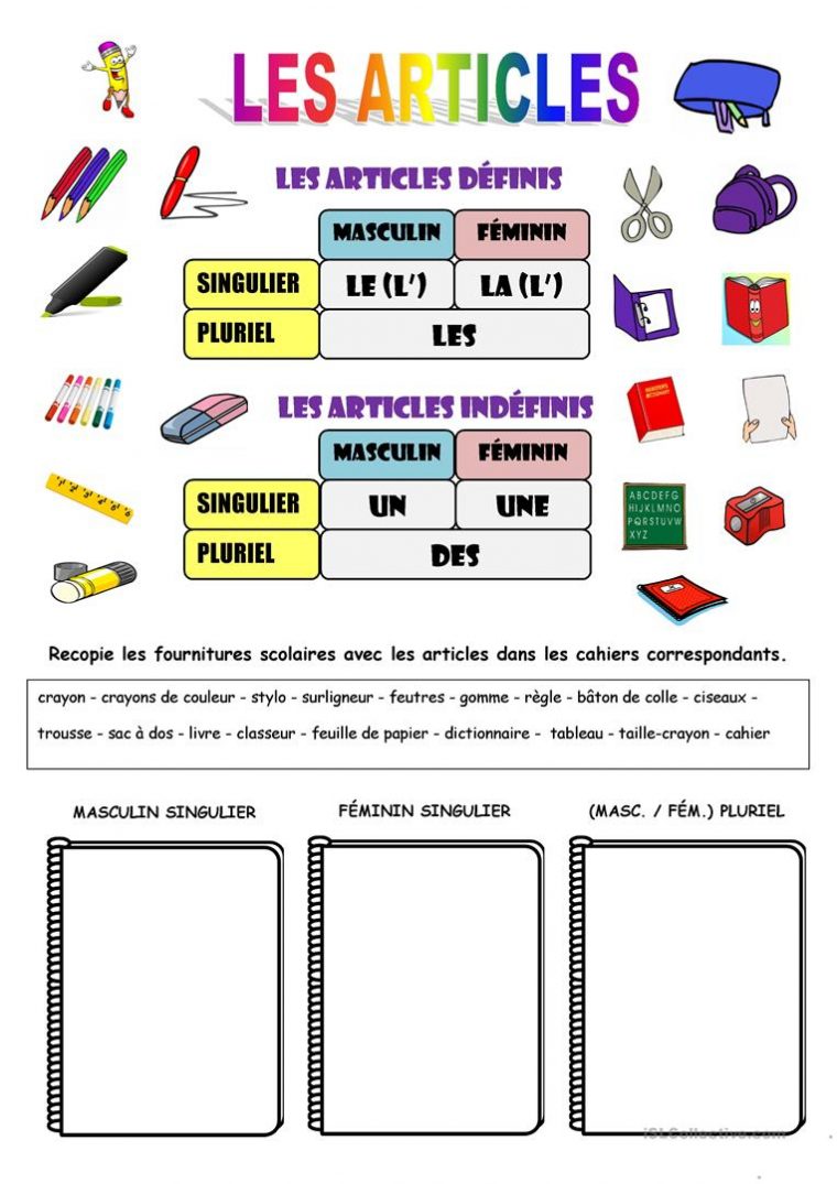 Les Articles Et Les Fournitures Scolaires Fiche D avec Mots Mã©Lã©S Objet De La Classe