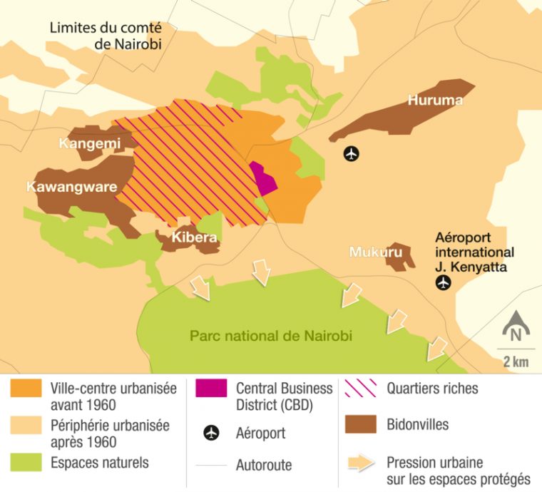 Les Paysages De L'Urbanisation : Nairobi Au Kenya pour Carte Gouvernemnt Geo