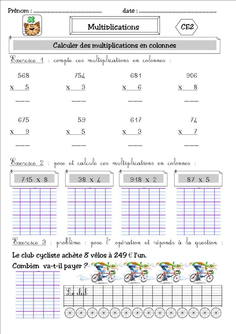 Maths 12 Ce2 : Produits En Colonnes Avec Retenues – La avec Mutilplier En Ligne Ce2 Atelier