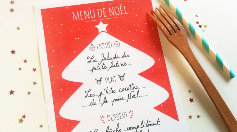 Menu De Noël À Imprimer : Sapin Rouge Et Blanc  Momes destiné Menu De Noel A Complã©Ter Et Imprimer