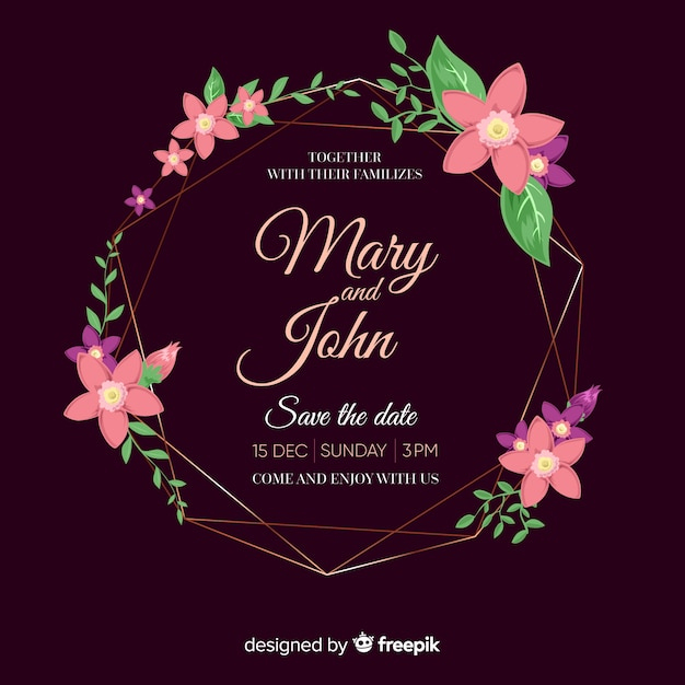 Modèle D'Invitation De Mariage Avec Cadre Floral  Vecteur concernant Cadre Floral Pour Invitation De Mariage