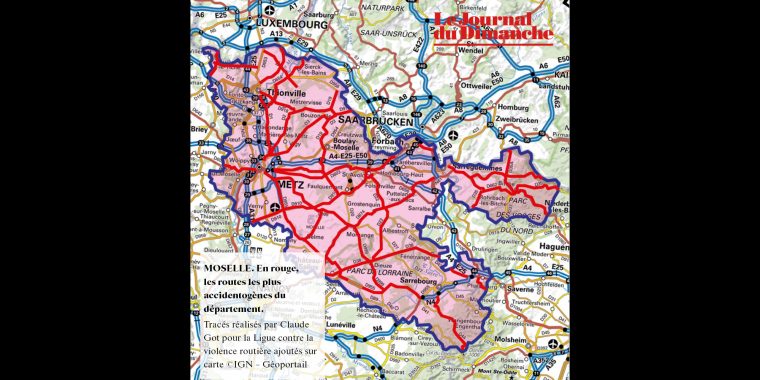 Moselle (57) : La Carte Des Routes À La Mortalité La Plus dedans Dã©Partement 57 Carte