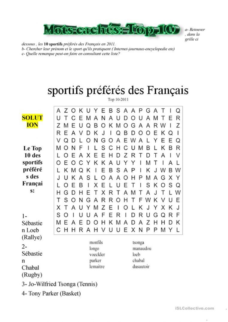 Mots Cachés – Français Fle Fiches Pedagogiques intérieur Mots Caches Gratuit A Imprimer