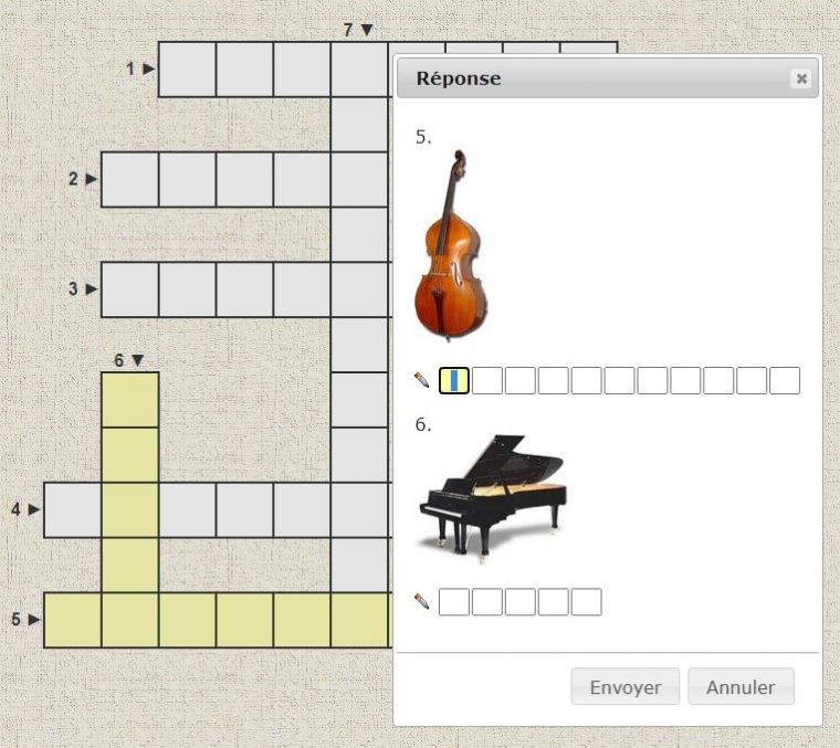 Mots Croisés : Instruments À Cordes  Clic ! Ma Classe serapportantà Clic Ma Classe Ce1