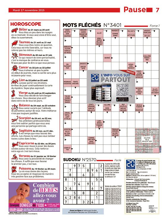 Mots Fleches Force 1 20 Minutes - Grille De Mots Fléchés dedans Mots Fleches Geants Force 1 