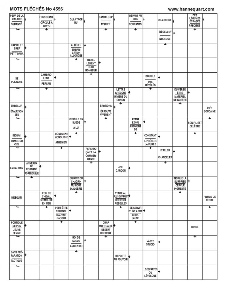 Mots Fléchés No 4556 .Hannequart Pour Mot Fleché tout Hannequart Mots Flã¨ches