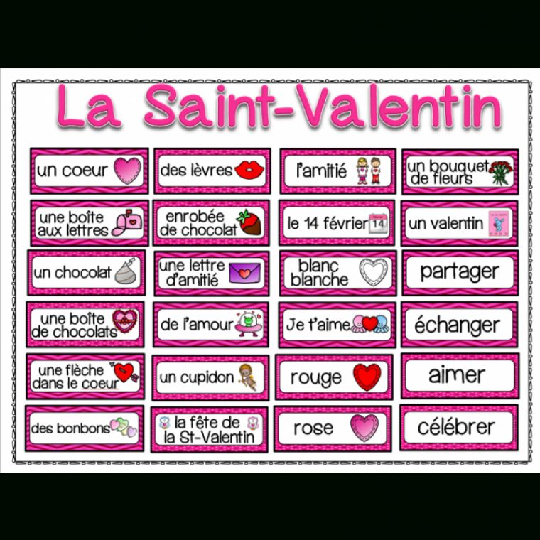 Mur De Mots – Vocabulaire Thématique St-Valentin avec Mots Cachã©Es St Valentin Gratuit