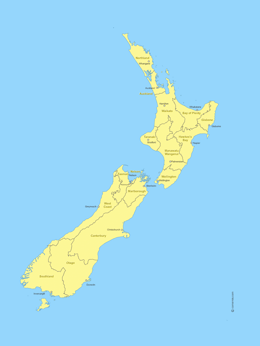 New Zealand Regions Vector Map tout Flutter_Svg Click Regions 