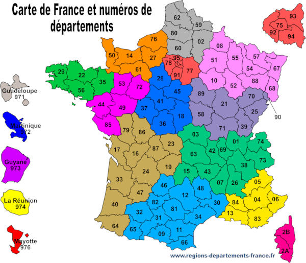 Numéro De Département : Liste Et Carte Récapitulative pour Carte De France Dpeartement Wfm