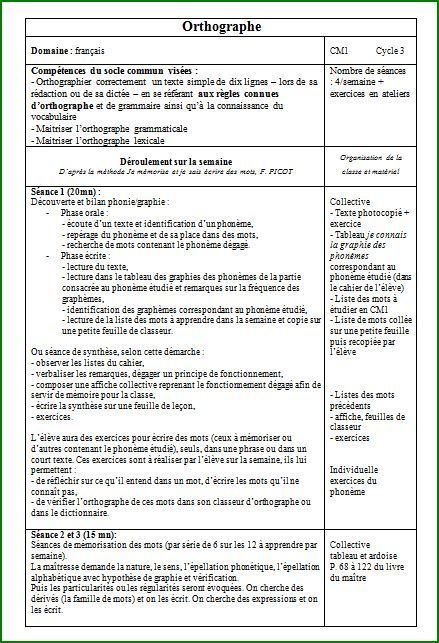 Orthographe Avec La Méthode Picot  Orthographe Cm1 serapportantà Les Partages De Maitresse Sandrine Picot 