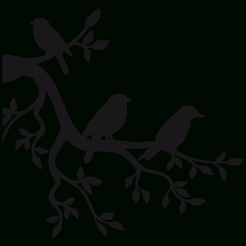 Paper Sticker Branch Bird Wall Decal - Bird Png Download à Silouhette Oiseau Adecouper 