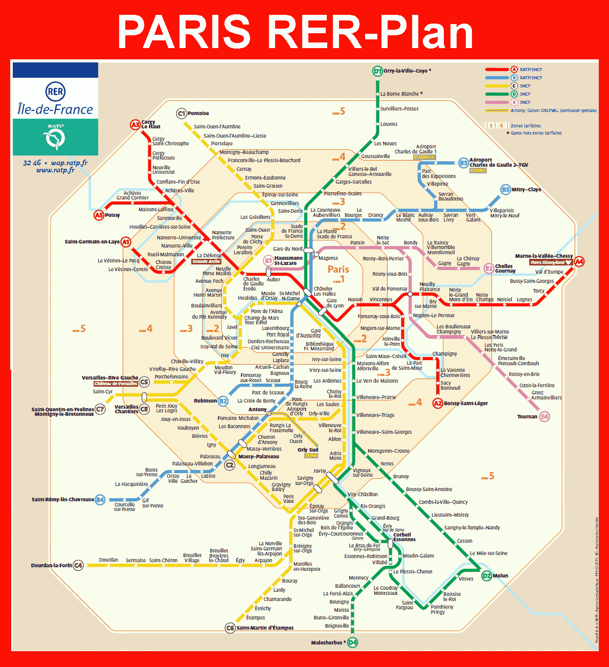 Paris Rer Plan Karte  Mapa De Trem, Paris, Mapa intérieur Carte De De France Dã©Taillã©E 