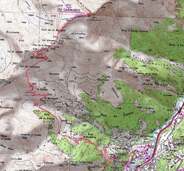 Pic Du Cabaliros à Carte Ign Region Lonzac 19