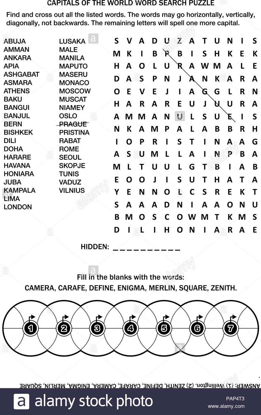 Puzzle Page Avec Deux Jeux De Mots (En Anglais). Capitales destiné Jeu De Capitales Java 