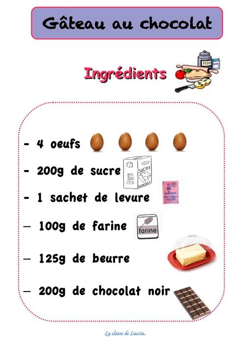 Recette Gâteau Au Chocolat - La Classe De Luccia tout Interlignes+La+Classe+De+Luccia 