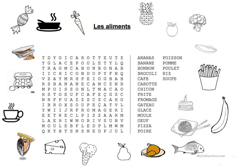 Related Image  Actividades, Alimentos avec Mots Caches Gratuits En Francais