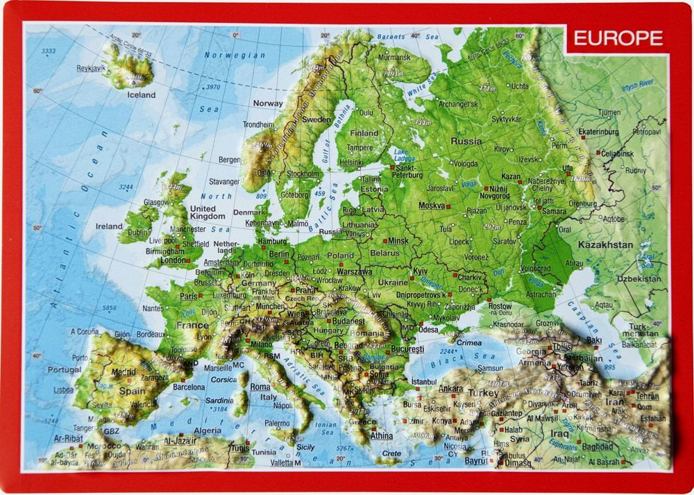 Relief Postcard From Europe Georelief Dresden As 3D Map concernant Carte Fleuves Europã©En Vierge 