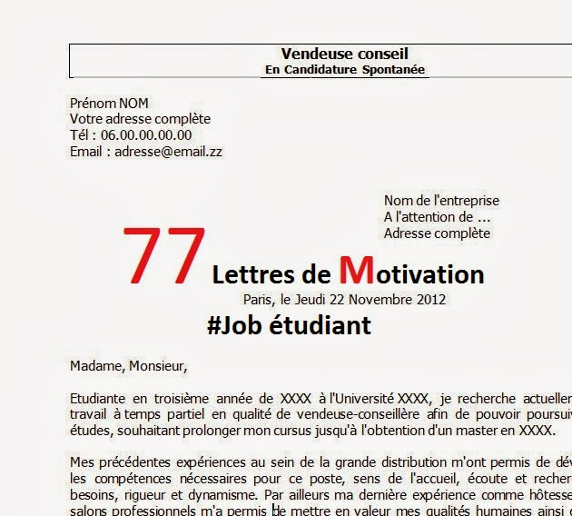 Resume Format: Lettre De Motivation Cv Job Etudiant avec Tã©Lã©Charger Wrc 5 Pc Gratuit