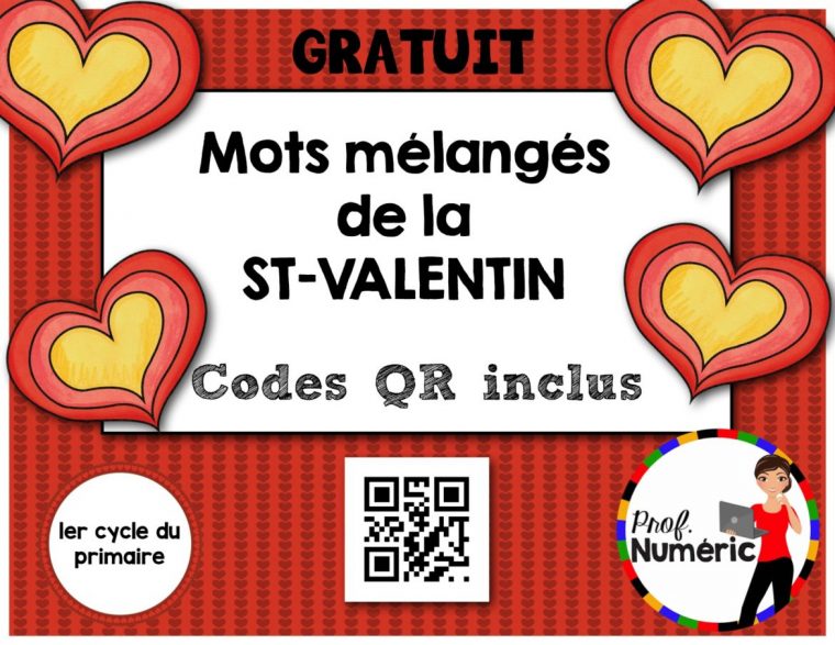 Saint-Valentin – Codes Qr – Mots Mélangés – Prof Numéric concernant St. Valentin Mots Croisã©S