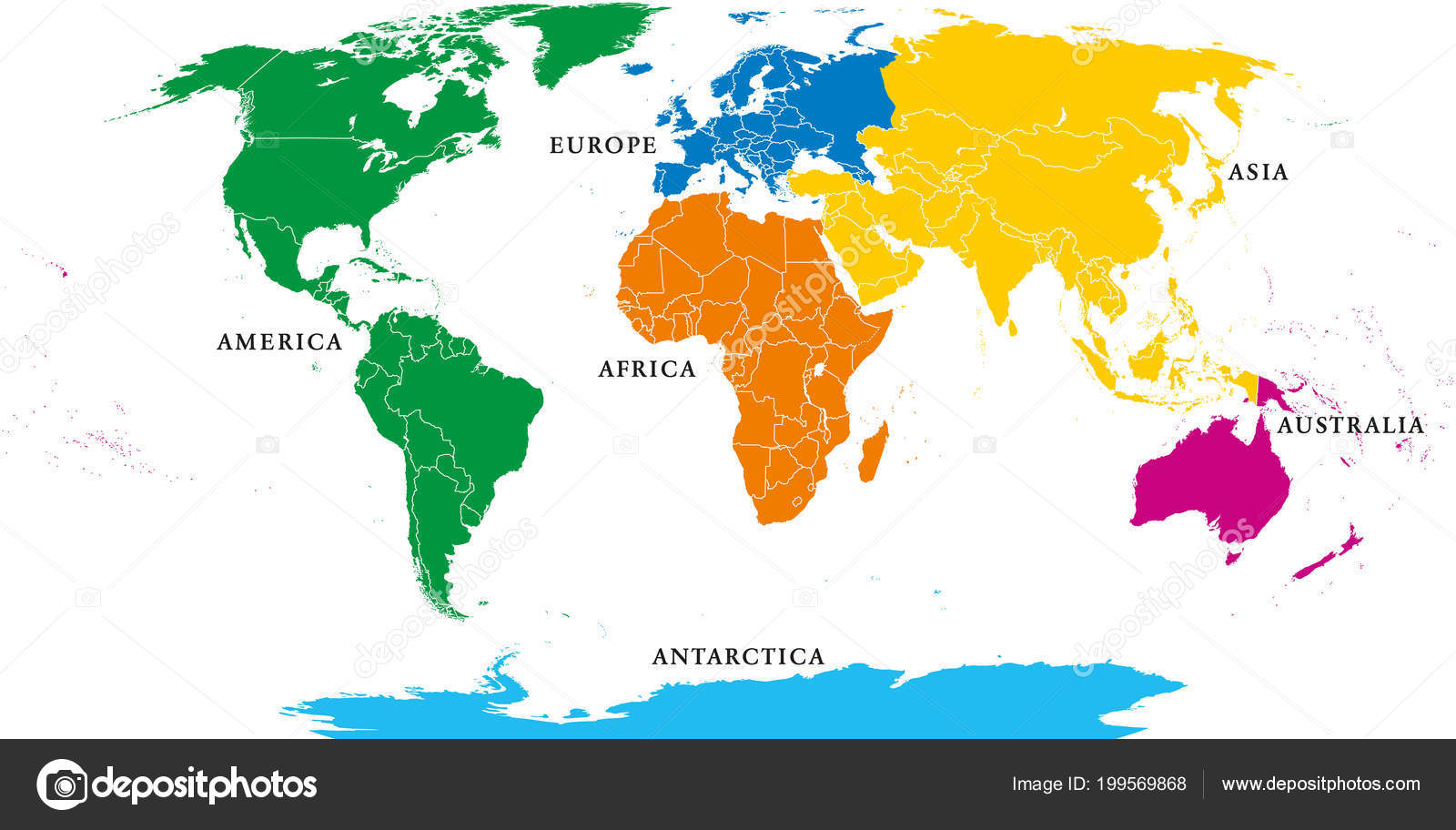 Six Continents Carte Monde Politique Avec Frontières concernant Carte Du Monde Continent 