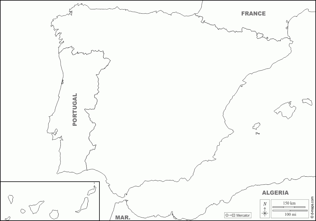 Spagna Mappa Gratuita, Mappa Muta Gratuita, Cartina Muta intérieur Carte D&amp;#039;Europe  Dã©Taillã©E A Imprimer