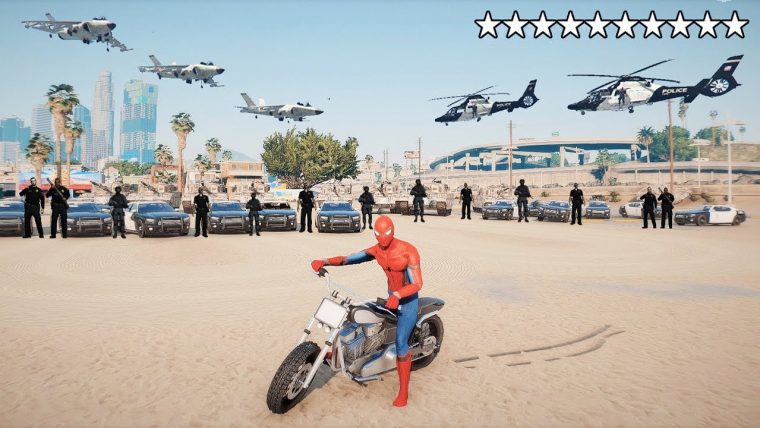 Spiderman Got 10 Stars Wanted Level In Gta 5  Gta V tout Gta 5Gameplay Voiture