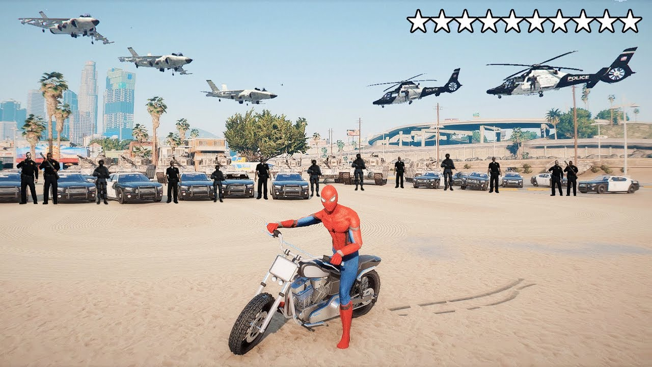 Spiderman Got 10 Stars Wanted Level In Gta 5  Gta V tout Gta 5Gameplay Voiture 