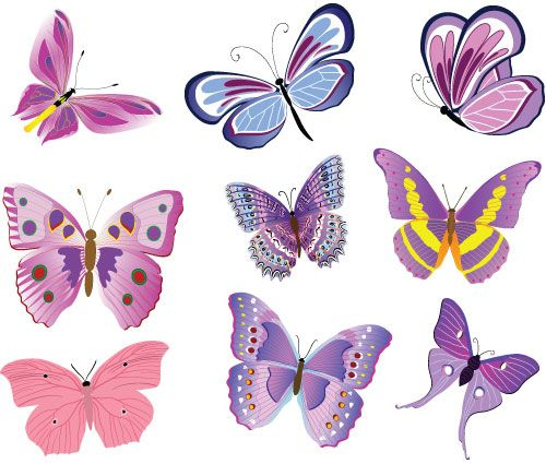 Stickers Papillons Rose Et Violet  Broderie Papillon intérieur Papillon A Dã©Couper