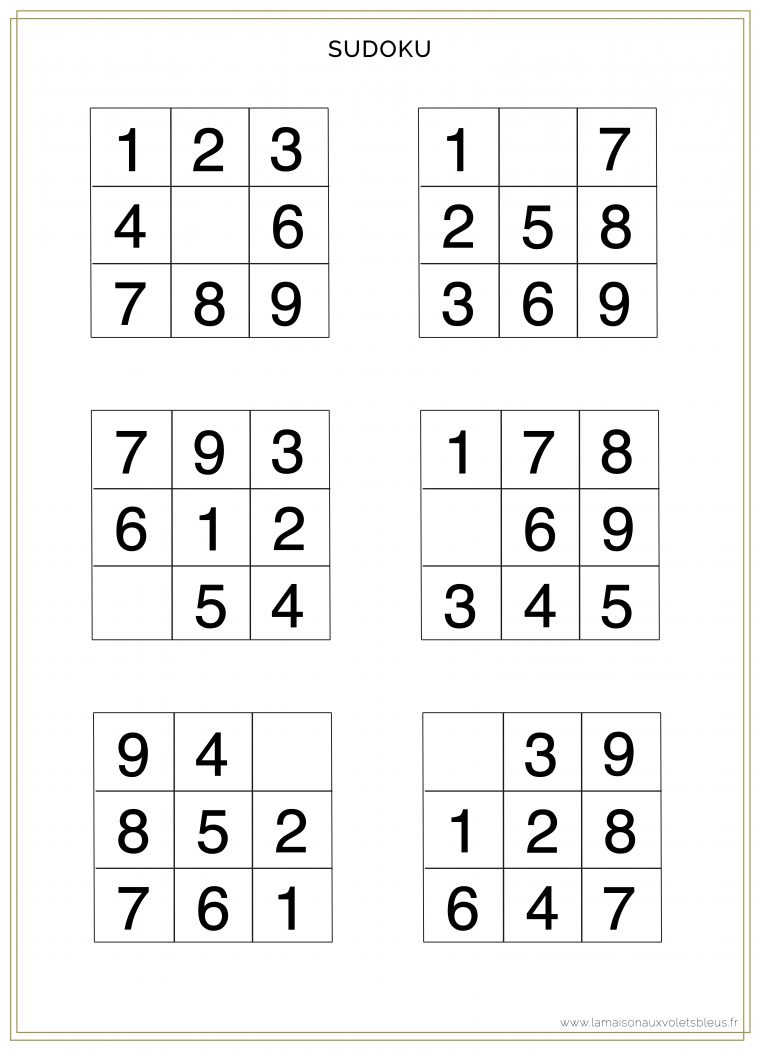 Sudoku Maternelle Grande Section À Imprimer  Printable intérieur Sudoku A Impirmer Gratuit