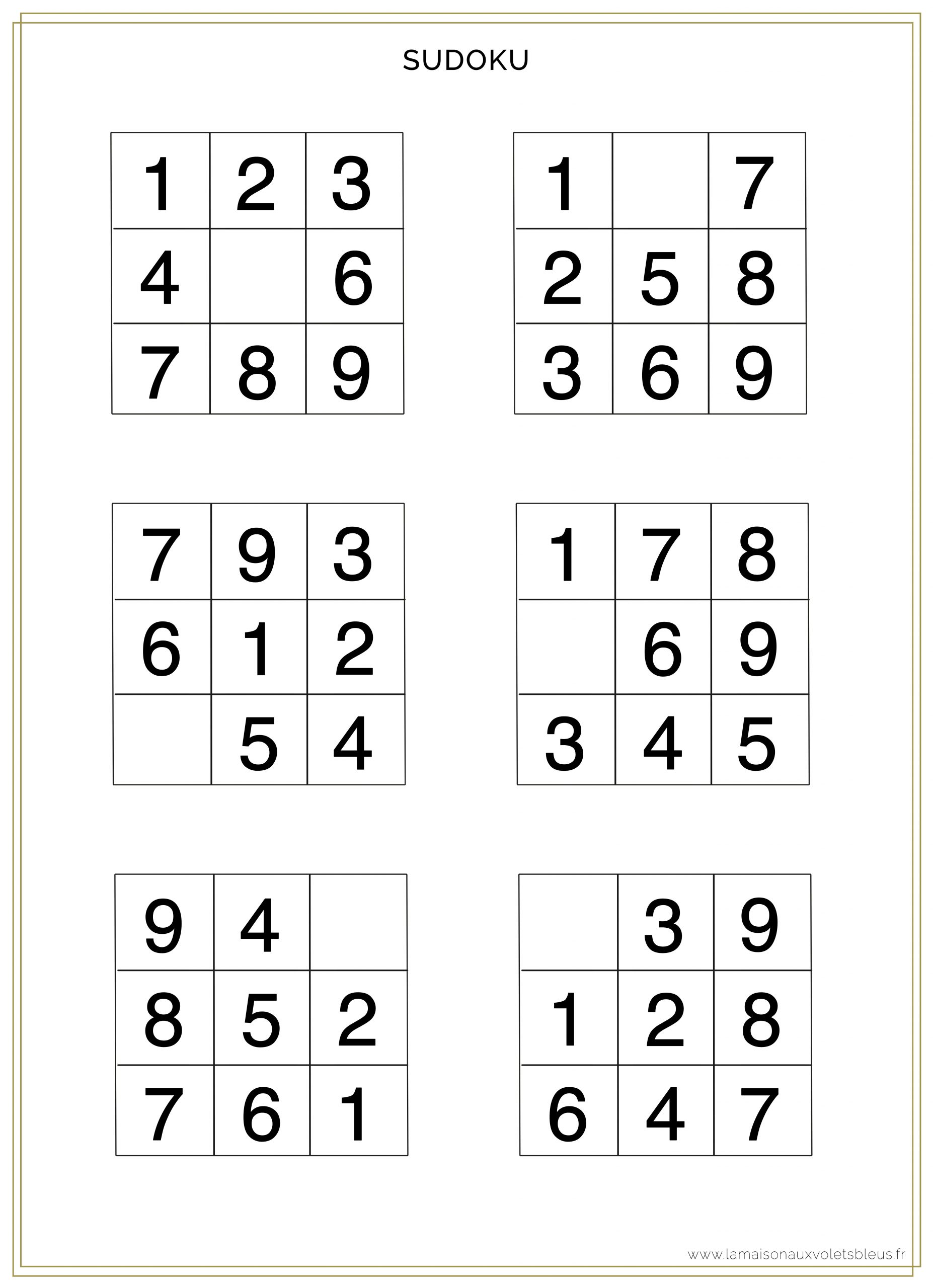 Sudoku Maternelle Grande Section À Imprimer  Printable intérieur Sudoku A Impirmer Gratuit 