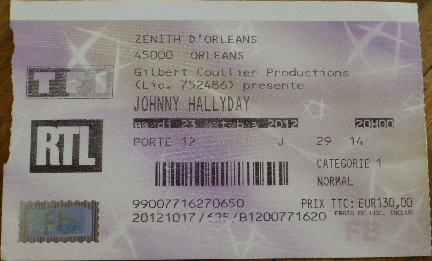 Tenues De Scène De Johnny Hallyday — Billets : 23 Octobre intérieur Faux Billet De Concert A Imprimer