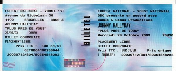 Tenues De Scène De Johnny Hallyday — Billets : 29 Octobre concernant Faux Billet De Concert A Imprimer 