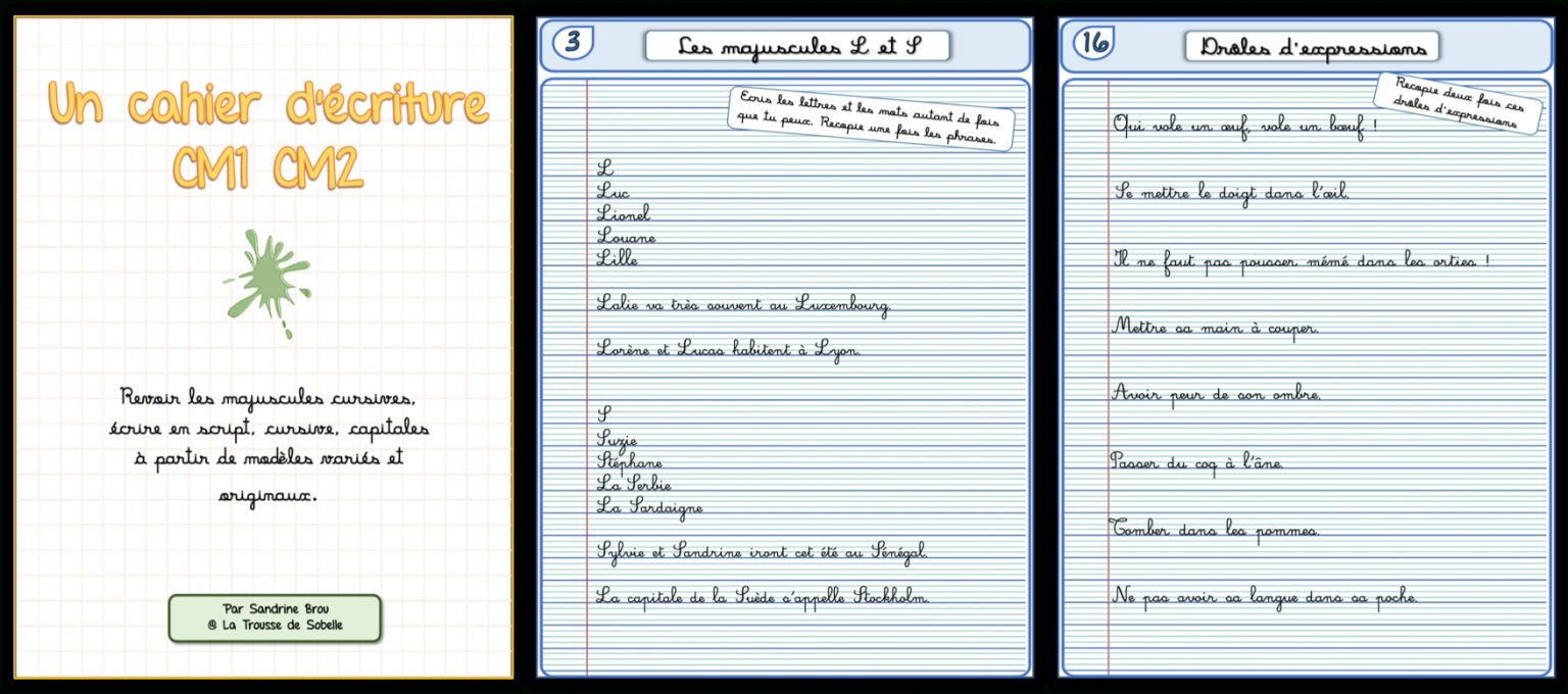 Un Cahier D&amp;#039;Écriture Cm1 Cm2, Fiches À Photocopier - La avec Fiches Conjugaison Bout De Gomme A Exercice Cm1 Gratuit 