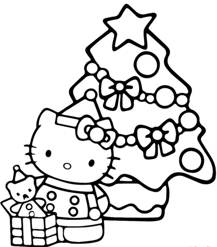 1001 + Idées  Coloriage De Noël – Pour Des Fêtes Pleines concernant Dessiner Hello Kitty