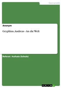 an die welt andreas gryphius