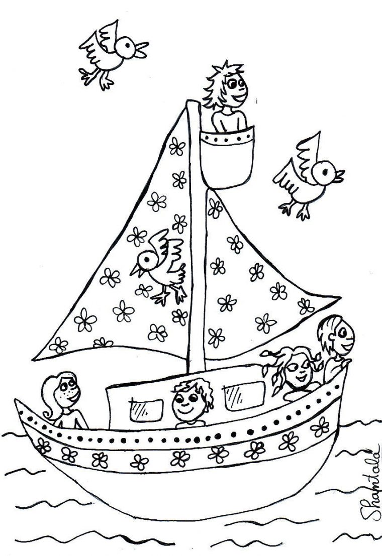 126 Dessins De Coloriage Bateau À Imprimer destiné Modele De Bateau A Dessiner