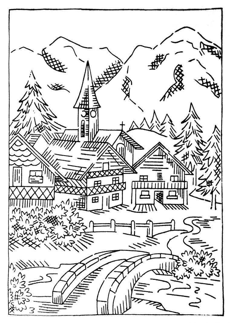 25 Dessins De Coloriage Village À Imprimer Sur Laguerche à Coloriage De La Nature